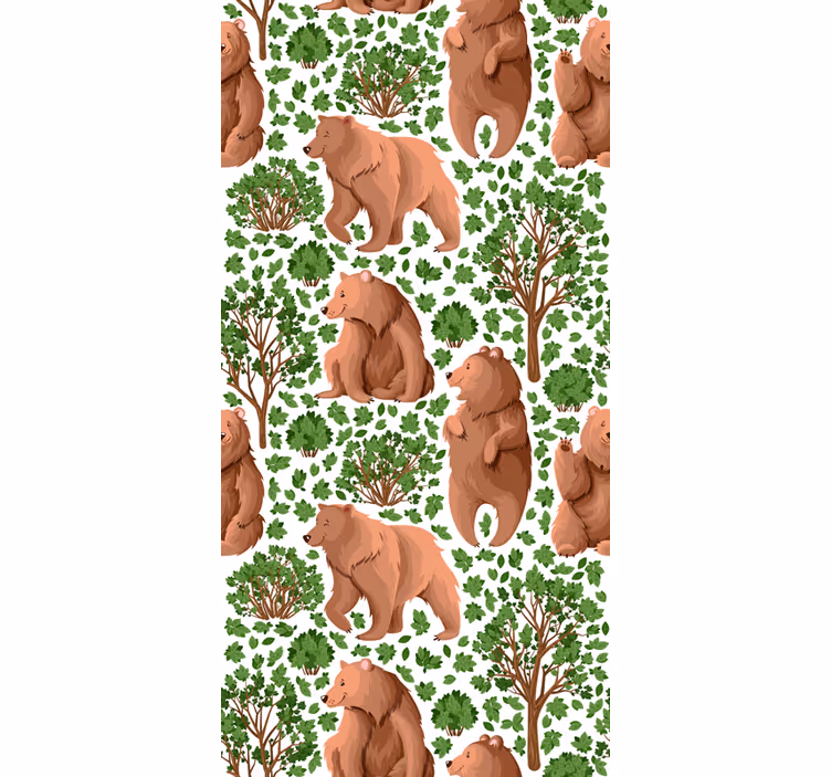 Bear Forest Pattern animal roller blind - TenStickers