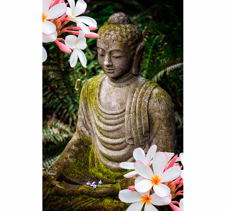 Floral Green Buddha Zen blind - TenStickers