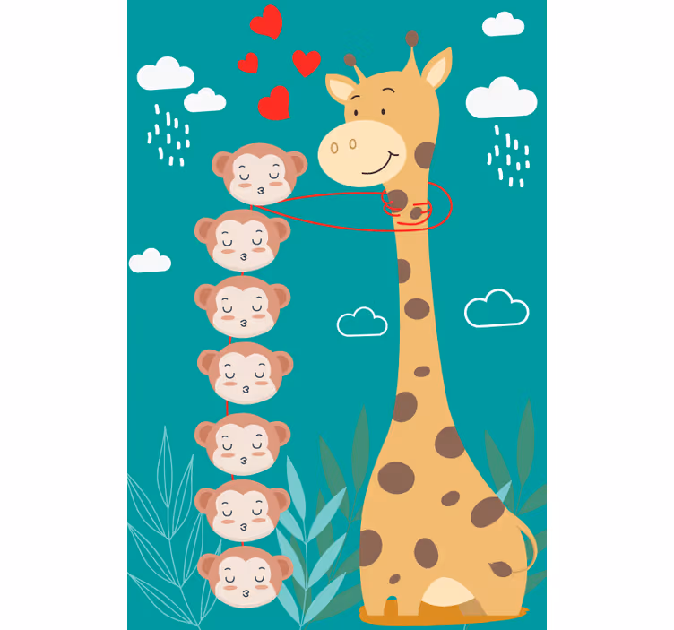 Giraffe Monkey Love animal roller blind - TenStickers