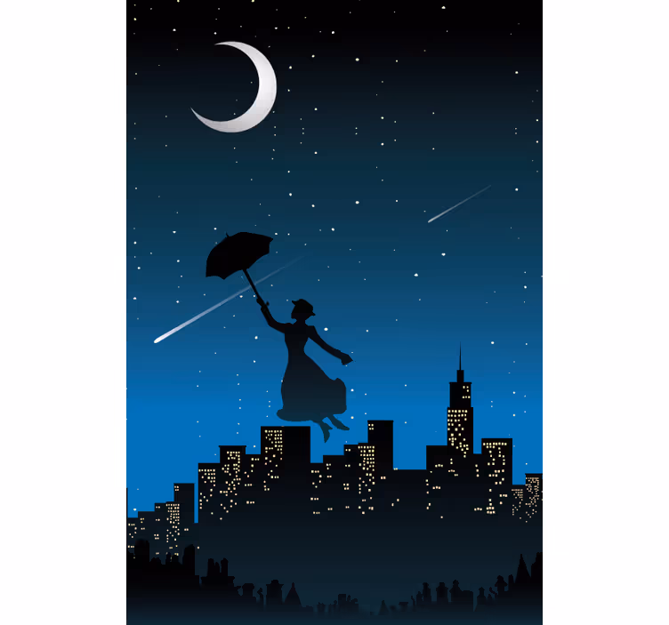 Silhouetted Umbrella Flight movie roller blind - TenStickers