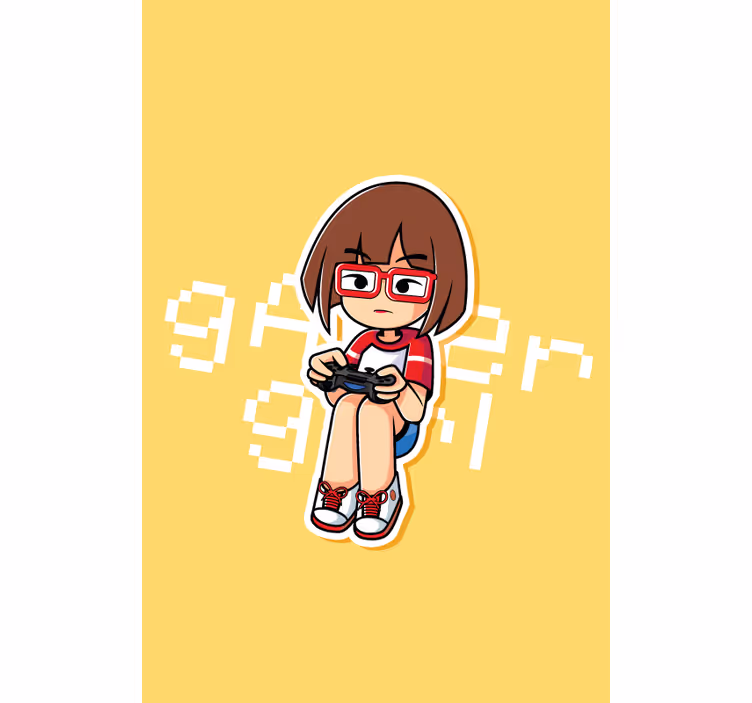 Gamer Girl Illustration geek roller blind - TenStickers