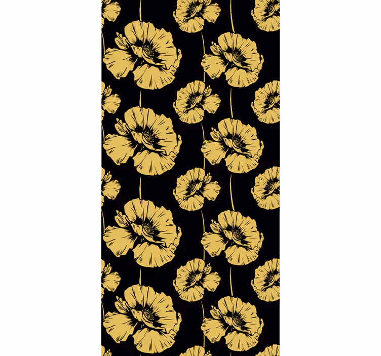 Floral roller blind in yellow and black design - TenStickers