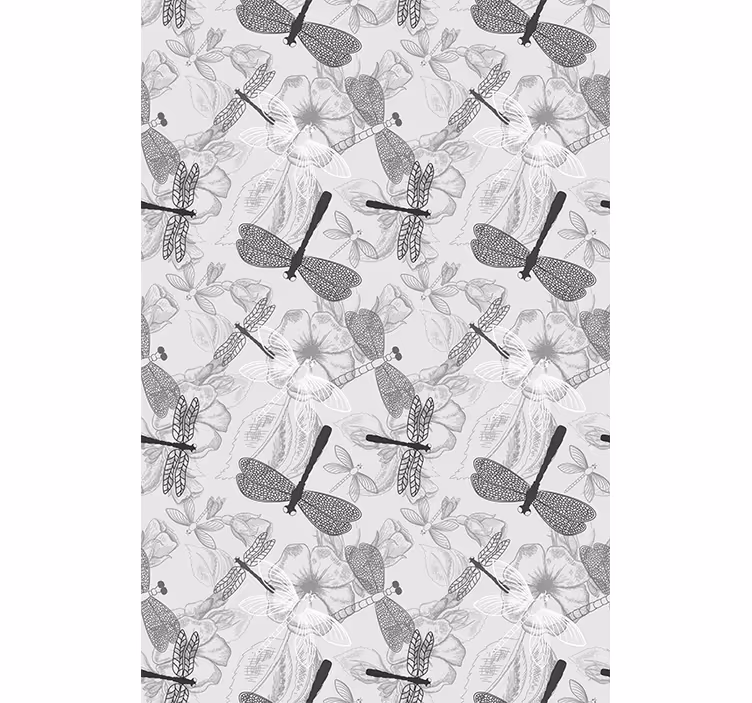 Dragonflies and Flowers flower roller blind - TenStickers