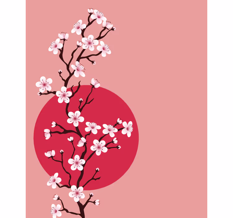 Sakura Blossom Stem flower roller blind - TenStickers