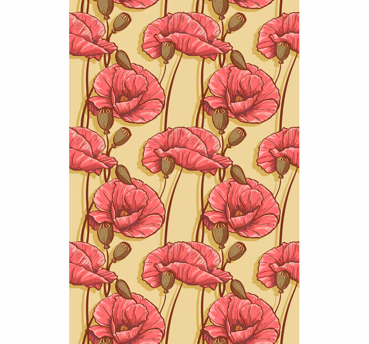 Vintage red poppies pattern Flower blind - TenStickers
