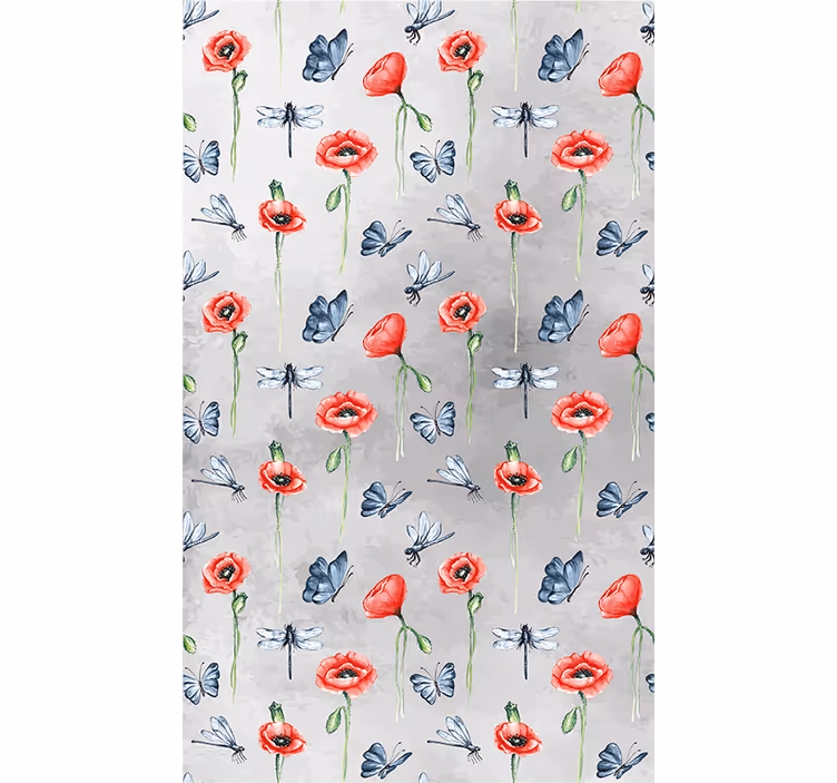 Puppies and insects flower roller blind - TenStickers