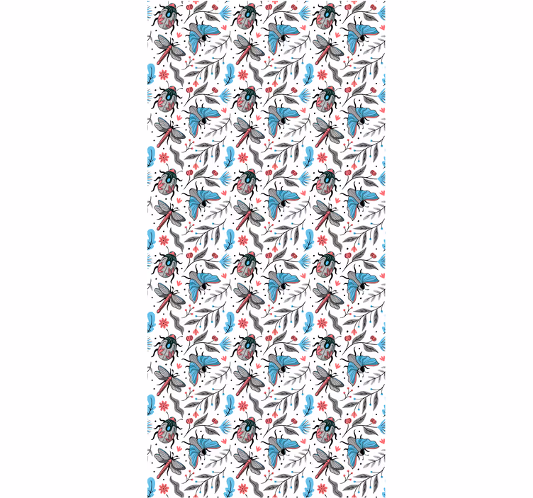 Winged insects and flora flower roller blind - TenStickers