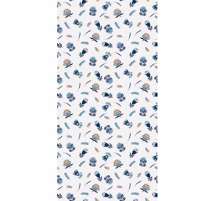 Blue folk art motif floral roller blind - TenStickers