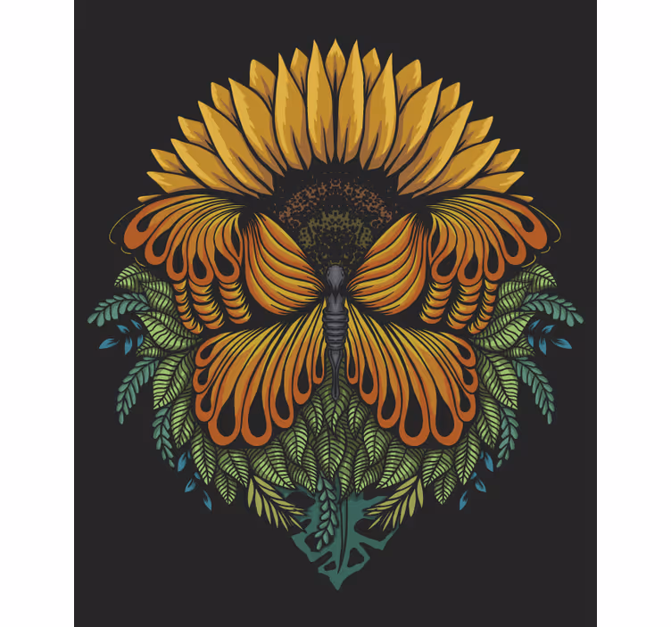 Sunflower motif butterfly roller blind - TenStickers