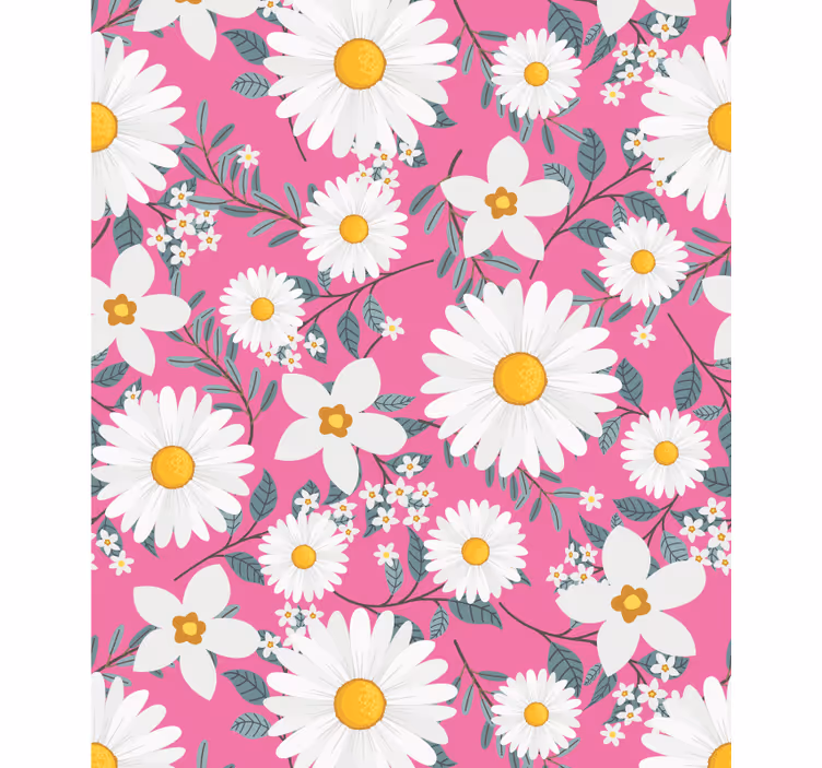 Pink daisies pattern flower roller blind - TenStickers