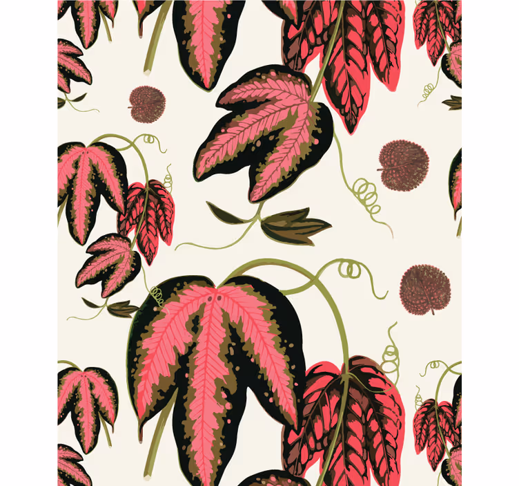Pink leaf patterns flower roller blind - TenStickers