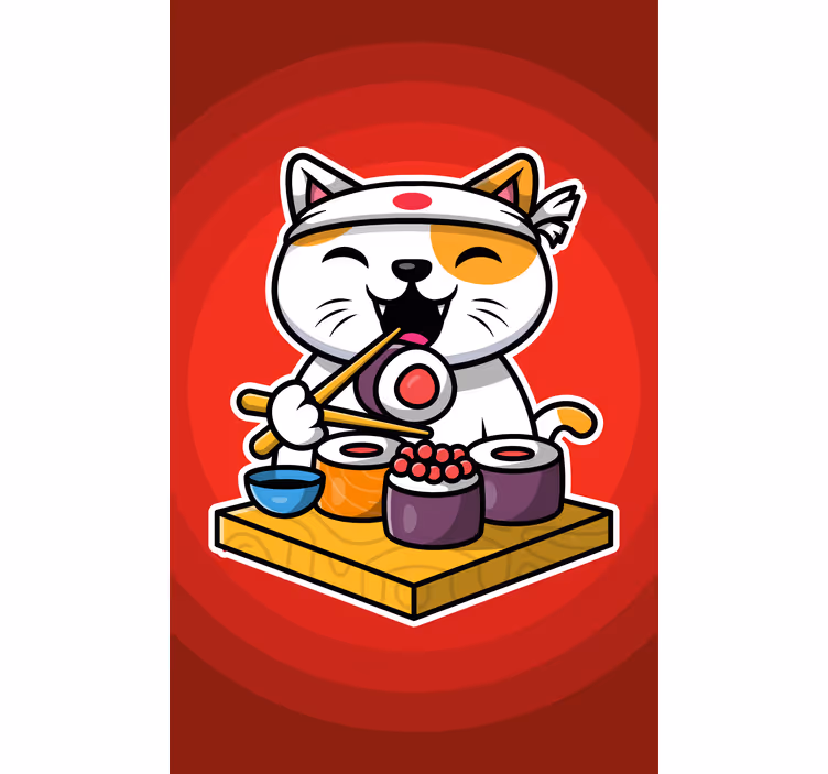 Happy Cat Sushi animal roller blind - TenStickers