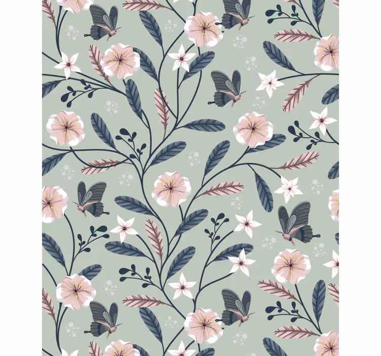 Floral Butterfly Patterns flower roller blind - TenStickers