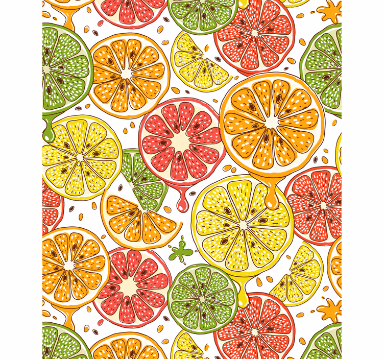Citrus slice pattern roller blind for kitchen window - TenStickers
