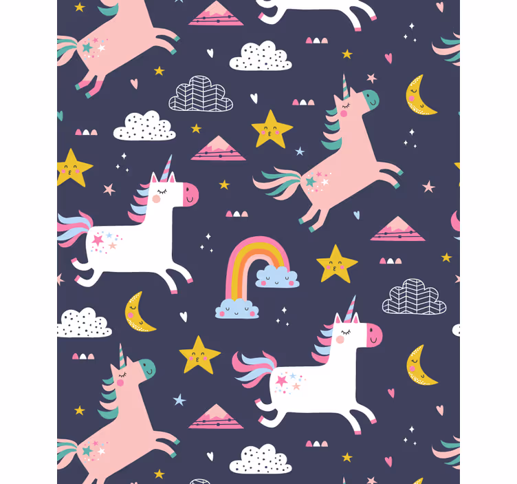 Unicorns and stars kids roller blind - TenStickers