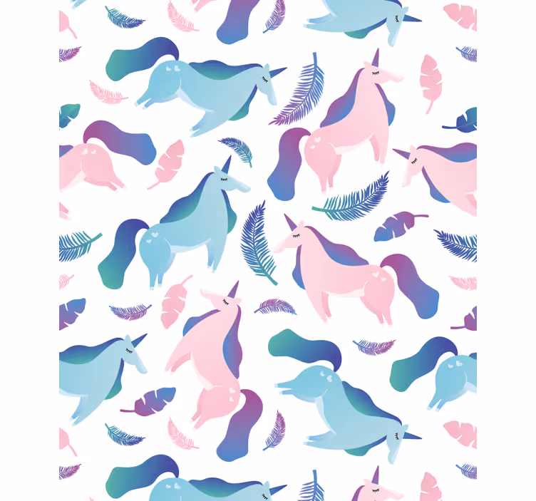 Unicorns and feathers kids roller blind - TenStickers