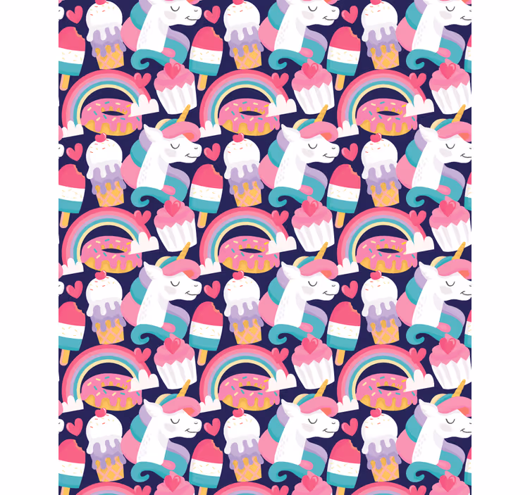 Unicorn ice cream and rainbow Childrens blind - TenStickers