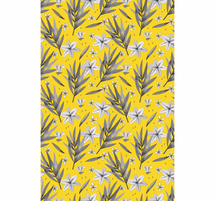 Floral pattern and yellow Original roller blind - TenStickers