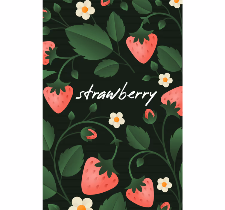 Strawberry Floral Pattern fruit roller blind - TenStickers