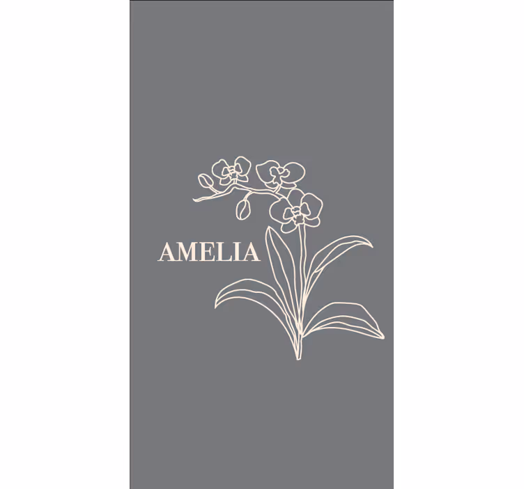 Elegant gray design with name flower roller blind - TenStickers