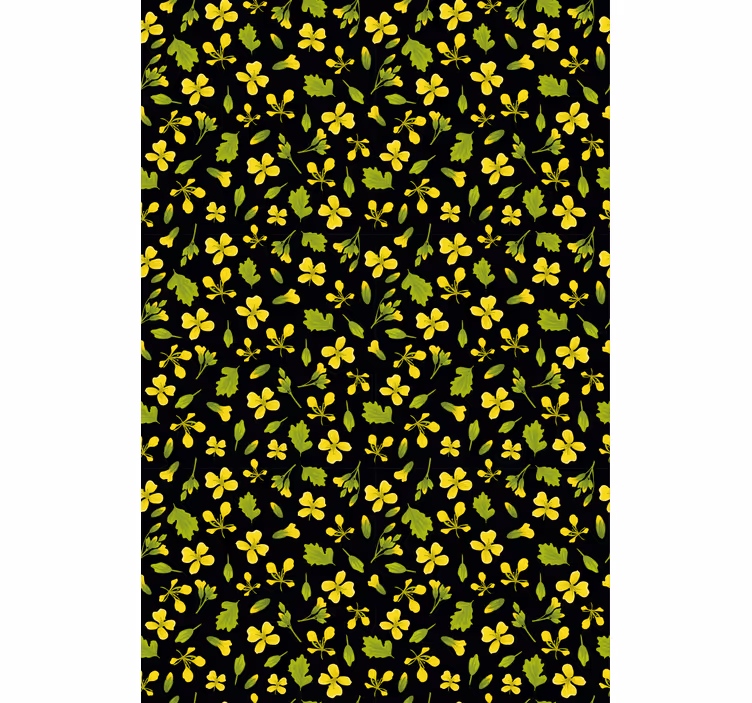 Yellow and black pattern flower roller blind - TenStickers
