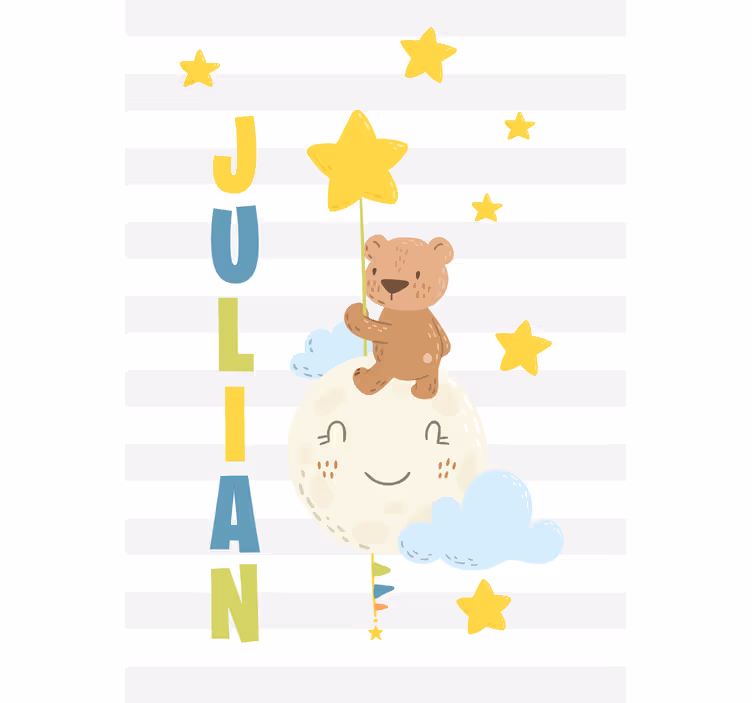 Brown teddy bear with balloons and stars Blind - TenStickers
