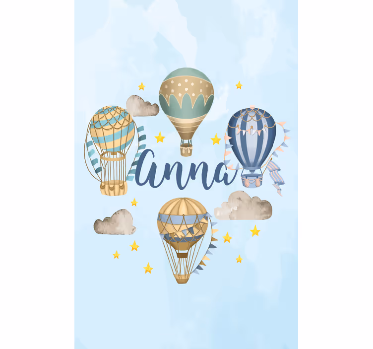 Hot airballoons with name custom roller blind - TenStickers