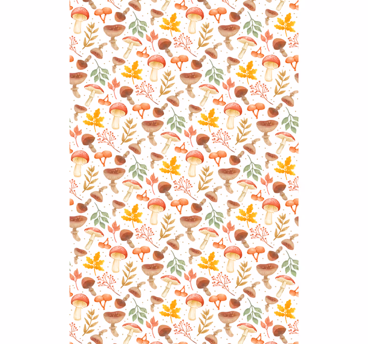 Mushroom and Leaf Pattern flower roller blind - TenStickers