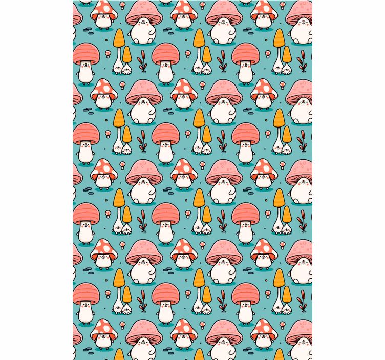 Baby mushroom characters kids roller blind - TenStickers