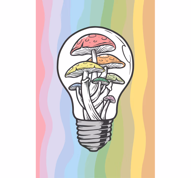 Mushroom Lightbulb Art flower roller blind - TenStickers