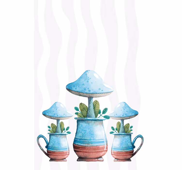 Mushroom Plant Pots flower roller blind - TenStickers