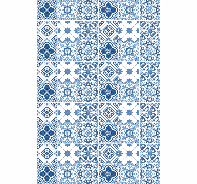 Intricate blue patterns bathroom window blind - TenStickers