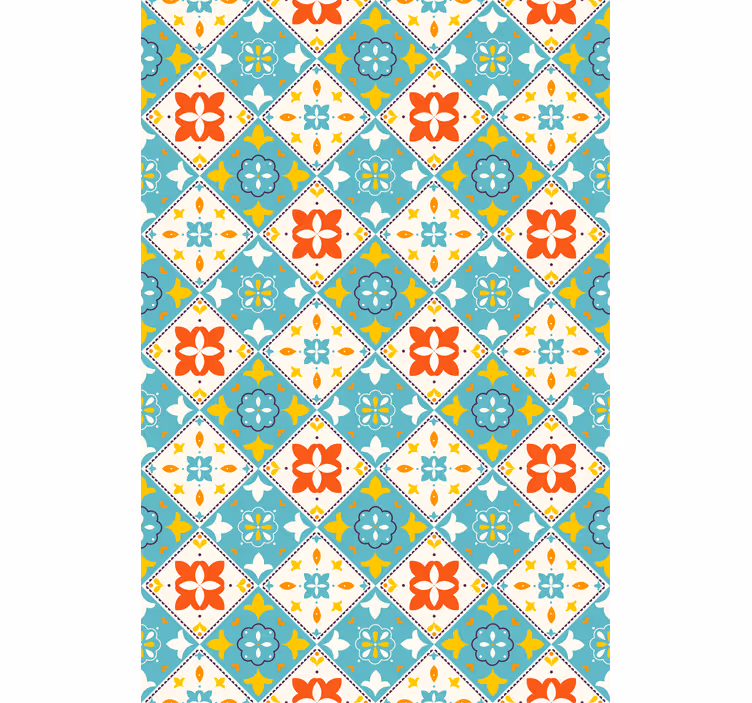Blue and beige tiles bathroom window blind - TenStickers