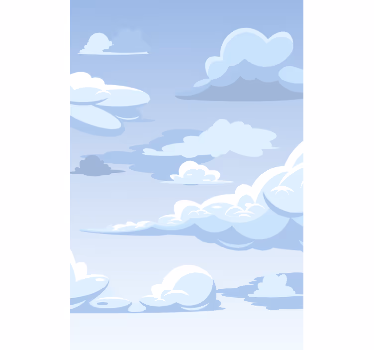 Blue drawing motif clouds roller blind - TenStickers