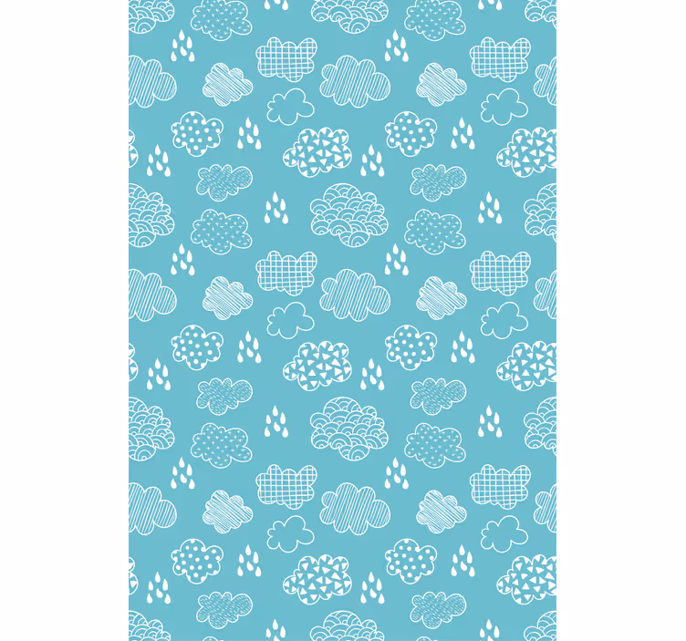 Blue drawing pattern clouds roller blind - TenStickers