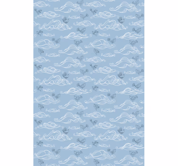 Flowing Waves and Birds clouds roller blind - TenStickers