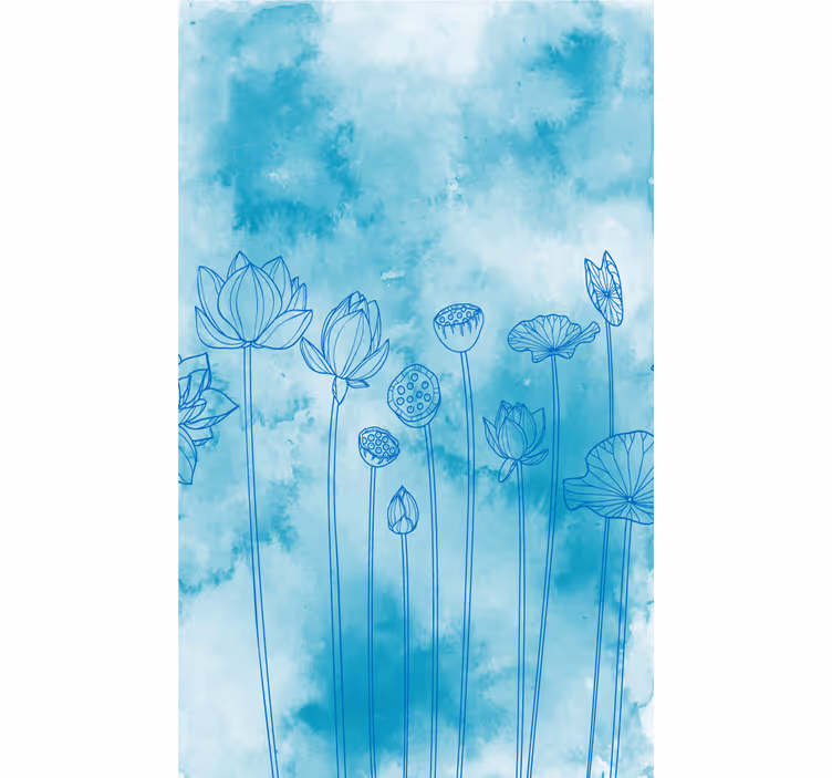 Lotus Blue Pattern flower roller blind - TenStickers