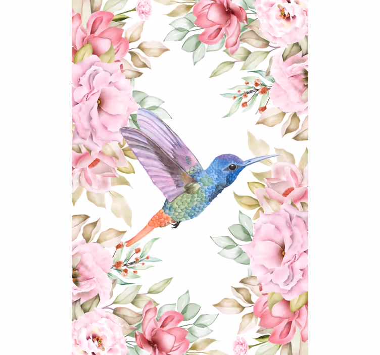 Hummingbird Among Roses flower roller blind - TenStickers