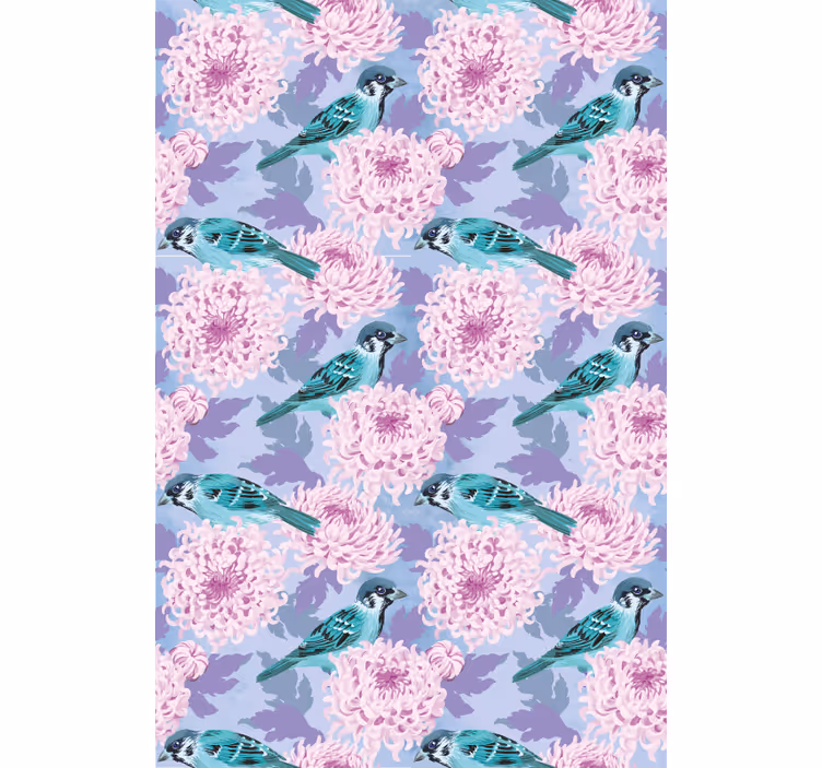 Birds Among Blooms flower roller blind - TenStickers