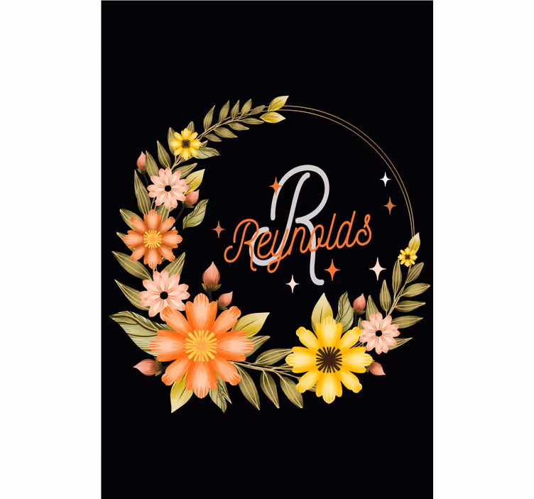 Elegant initial and name flower roller blind - TenStickers