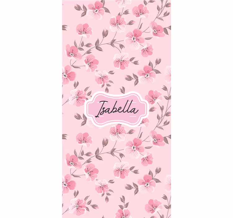 Cherry blossoms with name kids roller blind - TenStickers