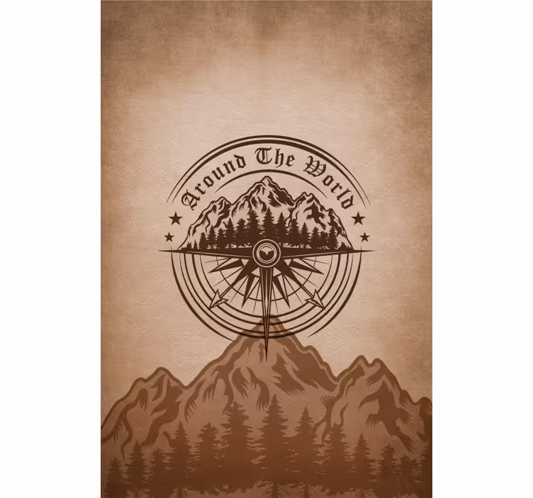 Mountain compass design roller blind for living room - TenStickers