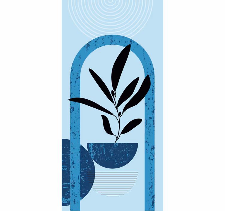 Blue stylish pot plant flower roller blind - TenStickers