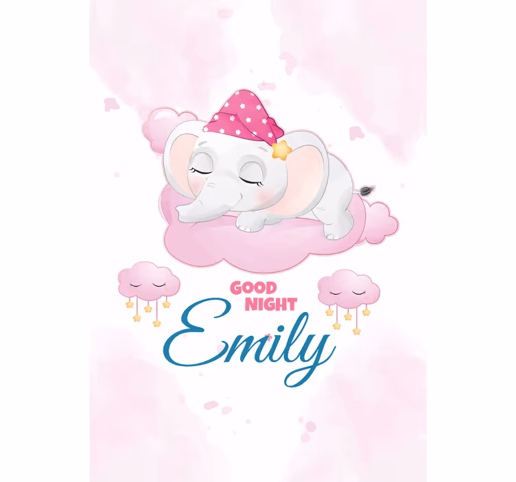 Sleeping elephant with name kids roller blind - TenStickers