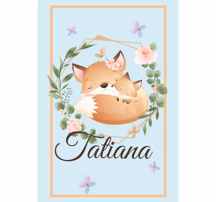 Fox family with name kids roller blind - TenStickers