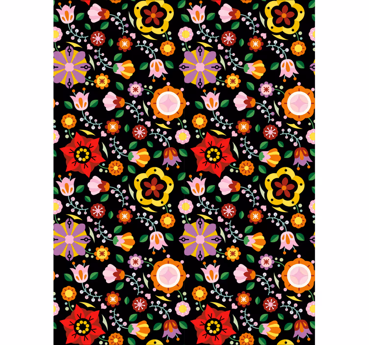 Floral roller blind in vibrant colorful design - TenStickers