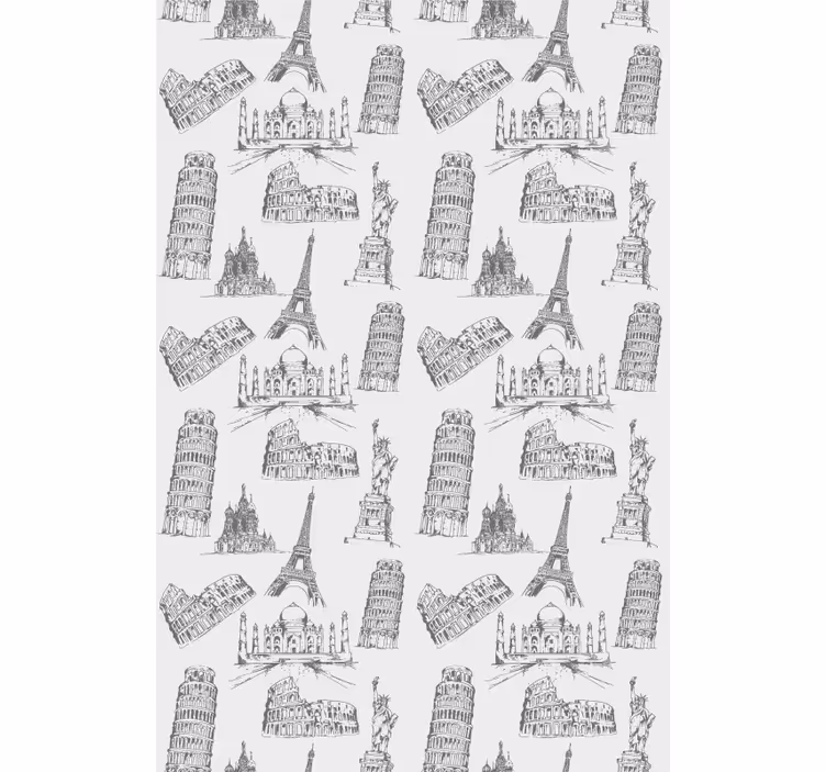 Famous landmarks silhouettes original roller blind - TenStickers