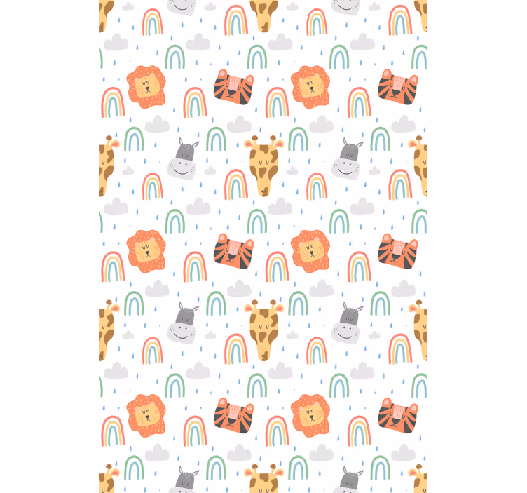 Wild animals with rainbows nordic roller blind - TenStickers