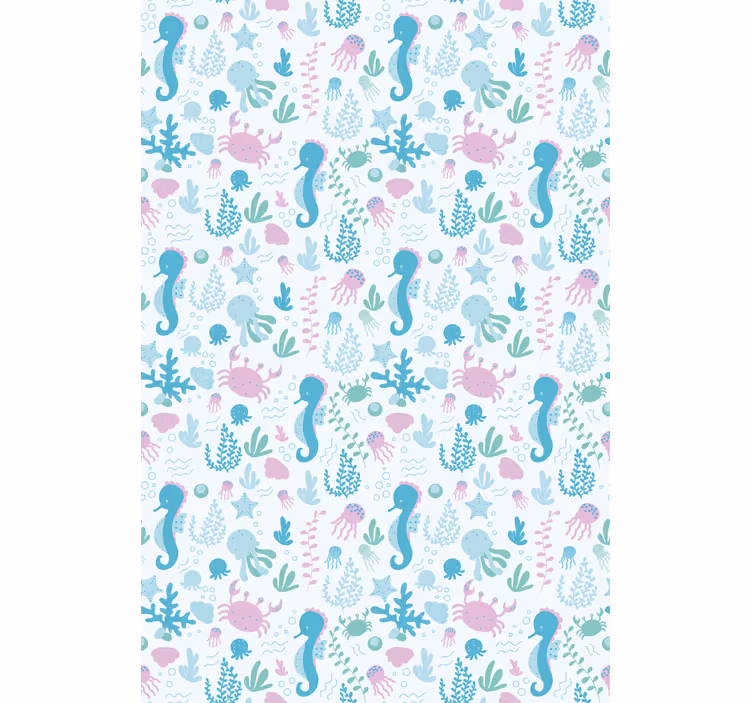 Seahorse pattern bathroom window blind - TenStickers
