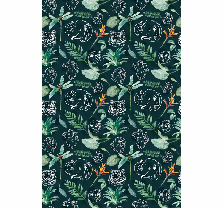 Animal roller blind animal sketch floral - TenStickers